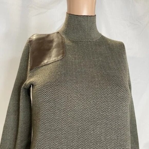 NEW RALPH LAUREN Womens Houndstooth Mini Sweater Dress Size S Green/Brown - Picture 11 of 12